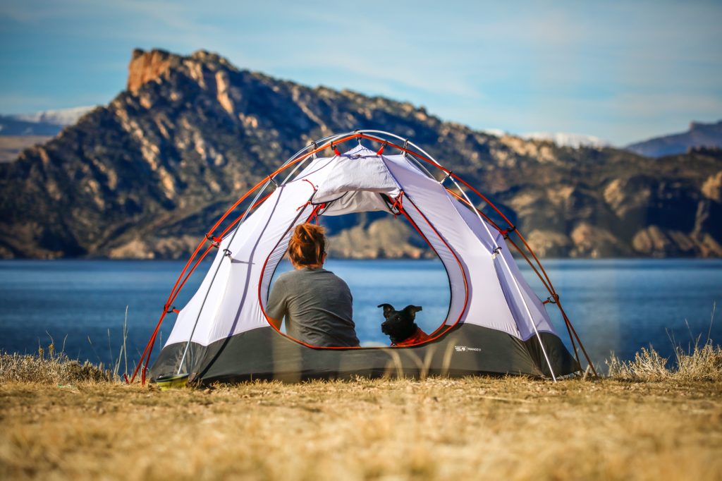 tent in front of lake