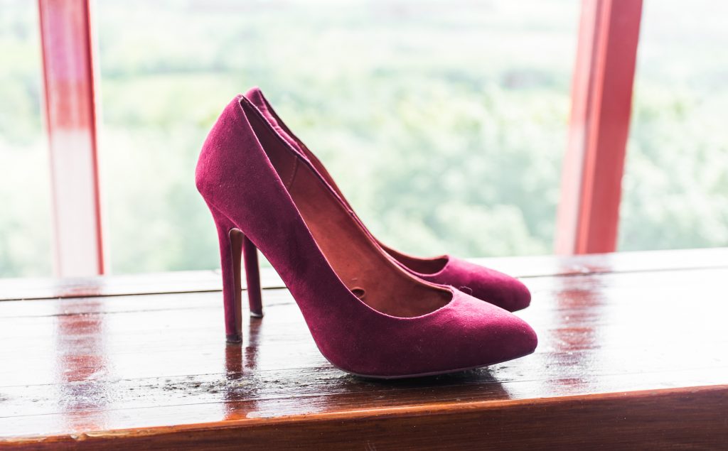 closeup of pink high heels